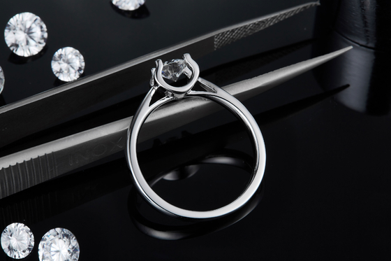 9K with Silver Ring Square White Moissanite Diamond Minimalist Wedding Jewelry