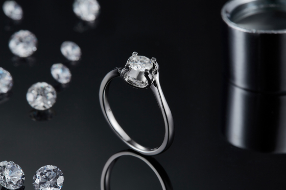 9K with Silver Ring Trapezoidal White Moissanite Diamond Minimalist Wedding Jewelry