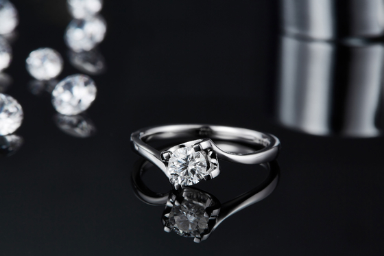 9K with Silver Ring Trapezoidal White Moissanite Diamond Minimalist Wedding Jewelry