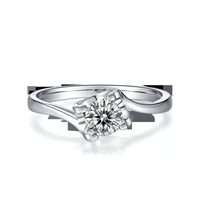 9K with Silver Ring Trapezoidal White Moissanite Diamond Minimalist Wedding Jewelry