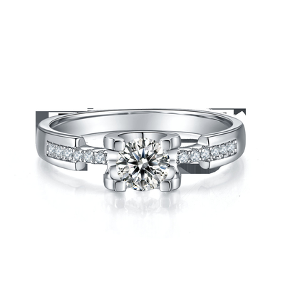White Moissanite Diamond Minimalist Custom Sytle Wedding Ring For Women