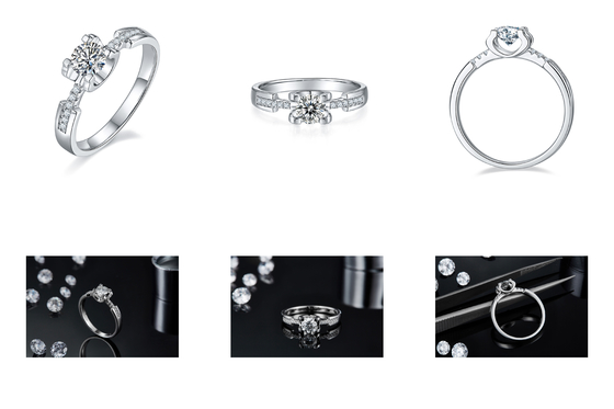White Moissanite Diamond Minimalist Custom Sytle Wedding Ring For Women