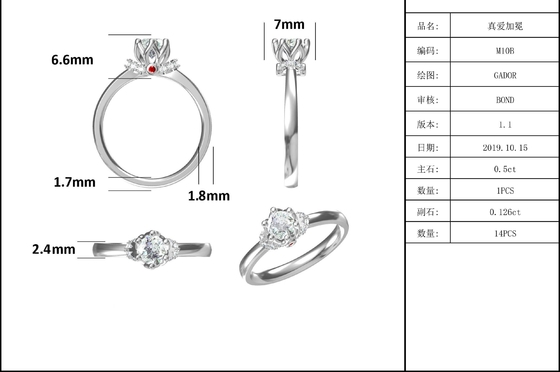 Unique Flower Style White Gold Plated Ring Custom Moissanite Ring Engagement Women Jewelry