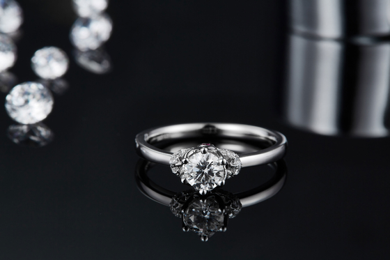 Unique Flower Style White Gold Plated Ring Custom Moissanite Ring Engagement Women Jewelry