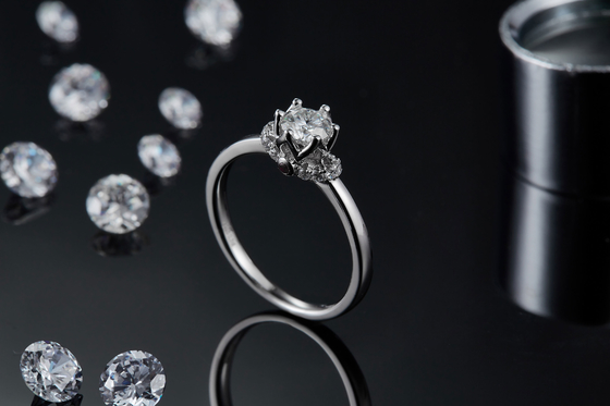 Unique Flower Style White Gold Plated Ring Custom Moissanite Ring Engagement Women Jewelry