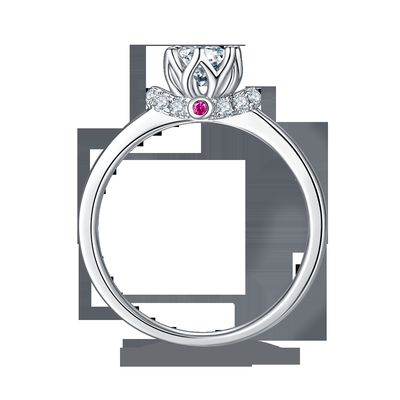 Unique Flower Style White Gold Plated Ring Custom Moissanite Ring Engagement Women Jewelry