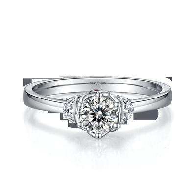 Unique Flower Style White Gold Plated Ring Custom Moissanite Ring Engagement Women Jewelry