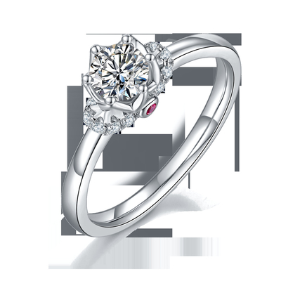 Unique Flower Style White Gold Plated Ring Custom Moissanite Ring Engagement Women Jewelry