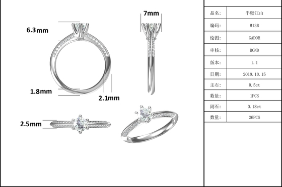 White Moissanite  And  Sapphire Platineve Diamonds Jewelry  Engagement Women Ring