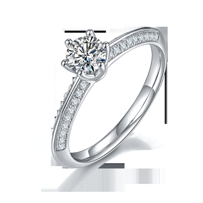 White Moissanite  And  Sapphire Platineve Diamonds Jewelry  Engagement Women Ring