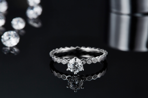 1.16CTW Wavilion Design White Moissanite  And  Sapphire Platineve Diamonds Jewelry  Engagement  For Women Ring