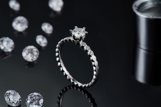 1.16CTW Wavilion Design White Moissanite  And  Sapphire Platineve Diamonds Jewelry  Engagement  For Women Ring