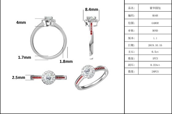 Main Stone Round Pattern Cut 9k Moissanite 925 Silver Women Ring