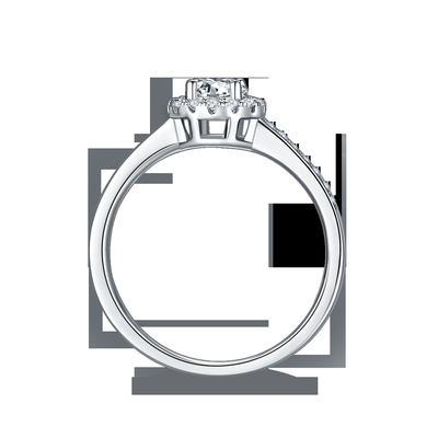 Main Stone Round Pattern Cut 9k Moissanite 925 Silver Women Ring