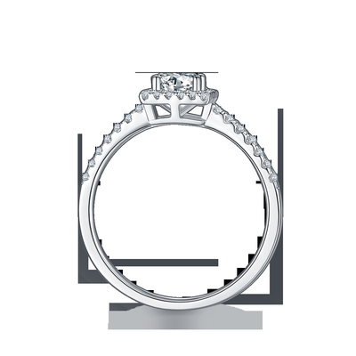 White Grandeur Custom  Square Design Moissanite Diamonds Pave Engagement  For Women Ring