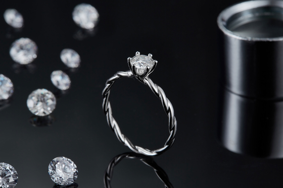 Moissanite Engagement  For Women Ring Set Diamonds And Sapphire Wedding Band  White Gold  Pave