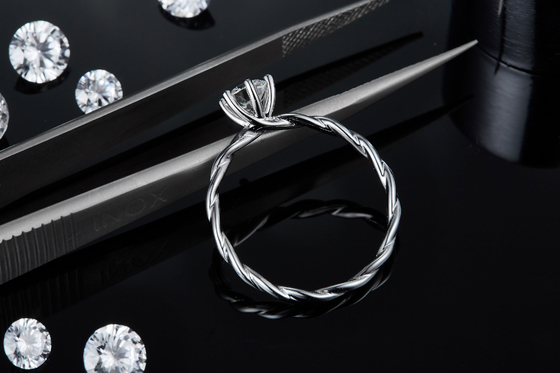 Moissanite Engagement  For Women Ring Set Diamonds And Sapphire Wedding Band  White Gold  Pave