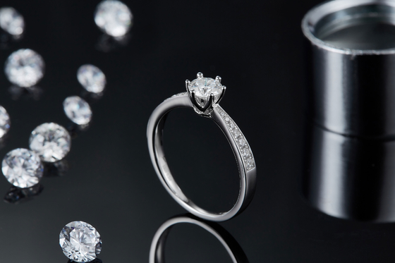 Milgrain Moissanite Engagement Ring 14K White Gold Moissanite Ring Vintage Engagement Ring