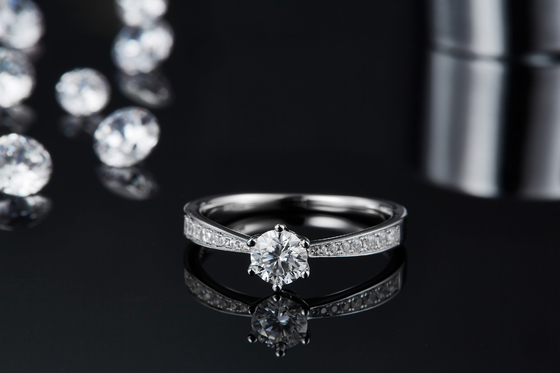 Milgrain Moissanite Engagement Ring 14K White Gold Moissanite Ring Vintage Engagement Ring