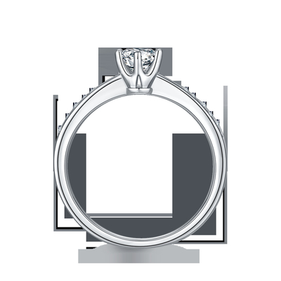 Milgrain Moissanite Engagement Ring 14K White Gold Moissanite Ring Vintage Engagement Ring