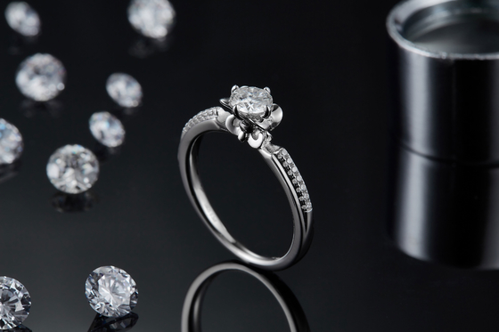 Flower Cut  Moissanite Engagement Ring Unique 14KN White Gold Ring Moissanite Engagement   Ring