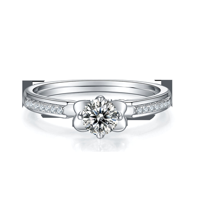 Flower Cut  Moissanite Engagement Ring Unique 14KN White Gold Ring Moissanite Engagement   Ring
