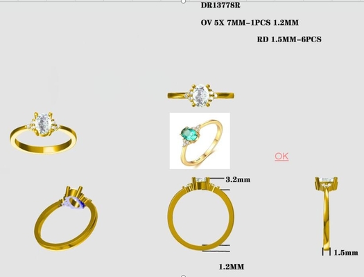 Wholesale Simple 925 Sterling Silver Delicate CZ Dainty Emerald Jewelry Ring