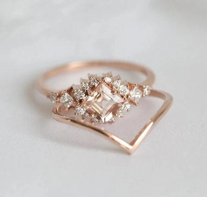Fascination Pretty Customized Silver Jewelry Rose Gold Plated Fine Sparkling