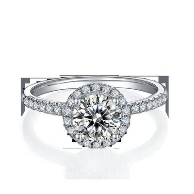 925 Sterling Silver Jewelry Diamond Moissanite Engagement Rings Round Shaped Dainty Band Ring