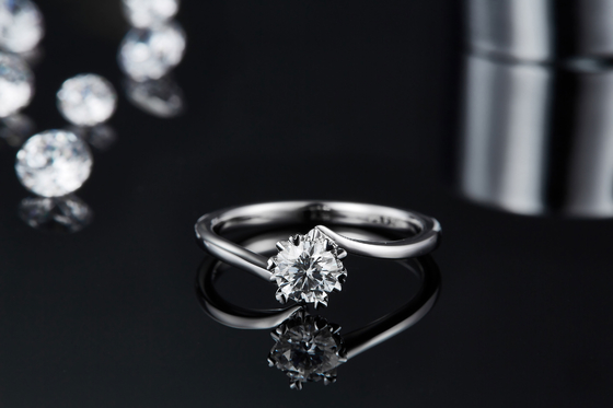 Lady 9k Round 7.5mm Moissanite Silver Ring Open Fashion Grandeur Jewelry