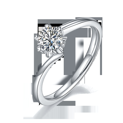 Lady 9k Round 7.5mm Moissanite Silver Ring Open Fashion Grandeur Jewelry