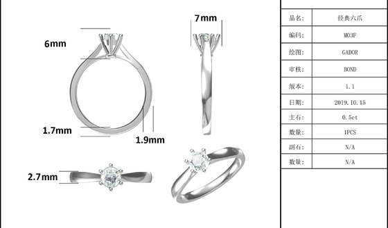 Minimalist Wedding Jewelry 9K Silver Ring Round Cut White Moissanite CZ