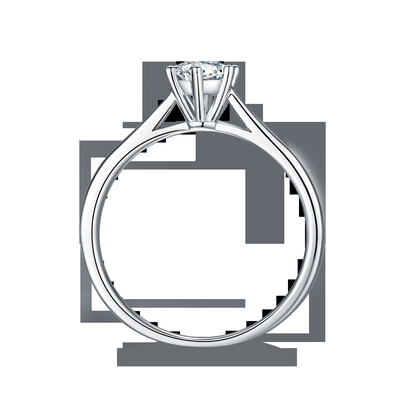 Minimalist Wedding Jewelry 9K Silver Ring Round Cut White Moissanite CZ