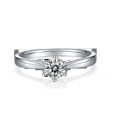 Minimalist Wedding Jewelry 9K Silver Ring Round Cut White Moissanite CZ