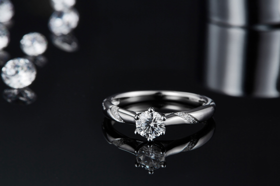 White 925 Sterling Silver Custom Moissanite Ring Engagement