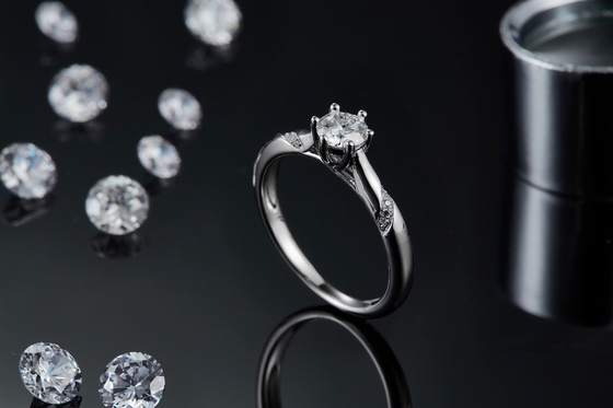White 925 Sterling Silver Custom Moissanite Ring Engagement