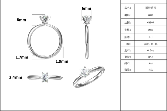 925 Sterling Silver Moissanite Diamond Rings For Wedding Engagement