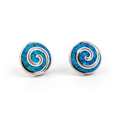925  With Sterling Silver Natural Greek  Key  Blue Opal Dangle Crystal  Earrings For Women