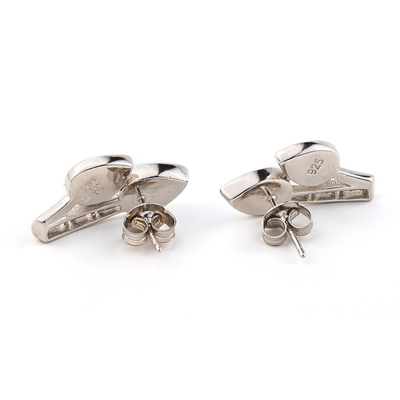 925  With Sterling Silver Greek  Key  Blue   Meander High Quality Opal  Leaf  Stud Earrings