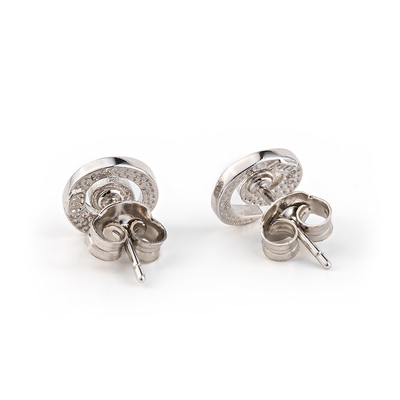 925  With Sterling Silver Vintage Greek  Key  Blue   Meander Opal  Spiral Stud Earrings For Women