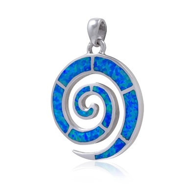 925  With Sterling Silver Greek  Key    Meander  Spiral Opal  Pendant Womens  Created Rainbow Opal Cocktail  Pendant