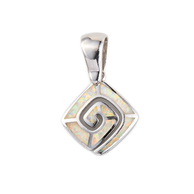 Girl Meander Natural Blue Greek Opal Pendant With 925 Sterling Silver