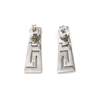 925  With Sterling Silver Greek  Key Natural Blue Garnet Stud Meander Opal   Earrings For Women