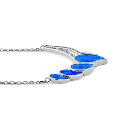 925  With Sterling Silver  Blue  Lab  Opal Anthurium Bouquet Greek  Pendant   Fire Opal Jewelry
