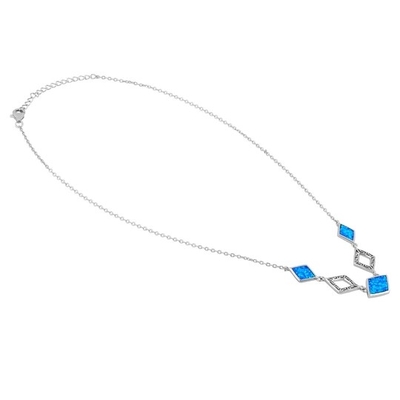 925  With Sterling Silver  Blue  Lab  Opal Anthurium Bouquet Greek  Pendant   Fire Opal Jewelry