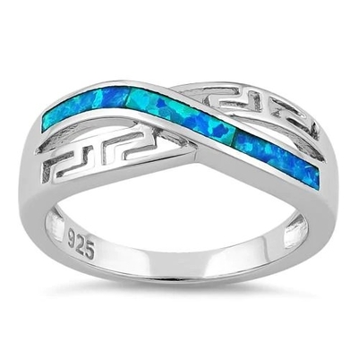 High Quality Natural Greek Blue Opal Stone Engagement Ring for Gifts With 925 Sterling Silve