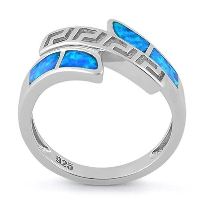 925  With Sterling Silver Greek  Inifinity Pattern   Lab  Opal  Band  Ring  Raw Opal Jewelry