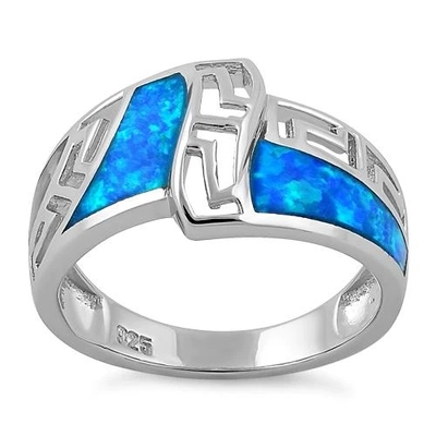 Opal Greek  Pattern Lab Opal Sapphire Engagement Women  Ring 925  With Sterling Silver For Girls