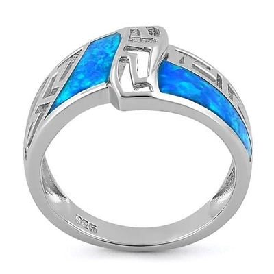 Opal Greek  Pattern Lab Opal Sapphire Engagement Women  Ring 925  With Sterling Silver For Girls