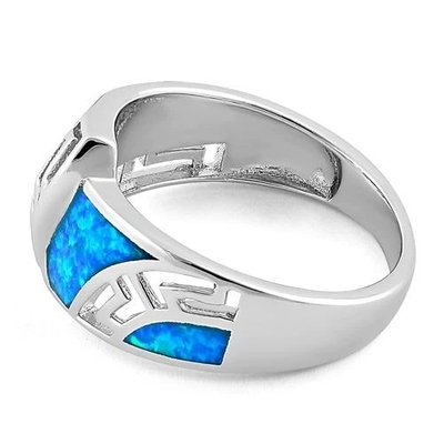 Opal Greek  Pattern Lab Opal Sapphire Engagement Women  Ring 925  With Sterling Silver For Girls